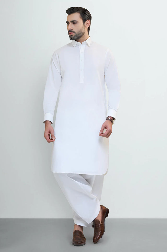 Cream Cotton Shalwar Kameez