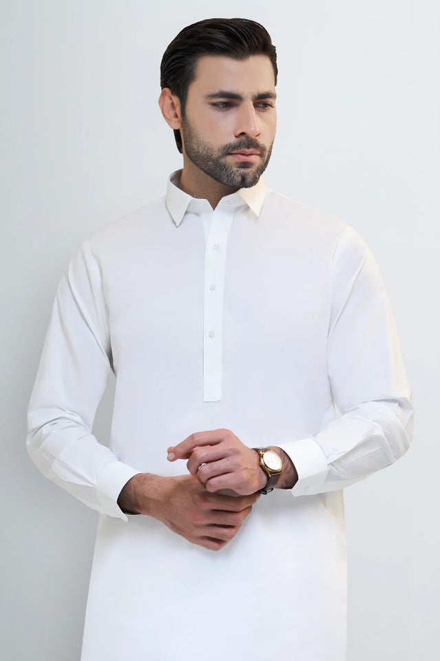 Cream Cotton Shalwar Kameez