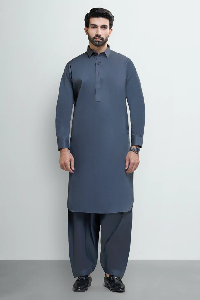 Dark Grey Cotton Shalwar Kameez