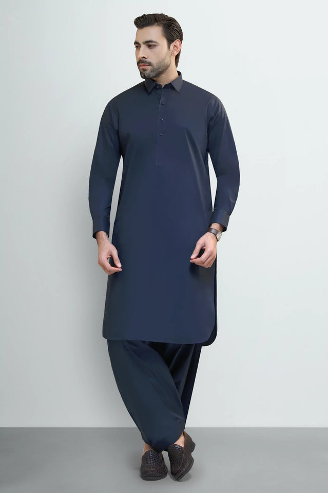 Navy Blue Cotton Shalwar Kameez