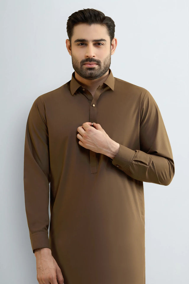 Brown Wash & Wear Shalwar Kameez