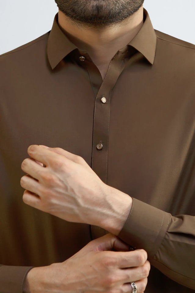 Brown Wash & Wear Shalwar Kameez