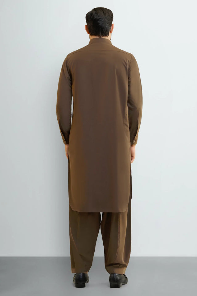Brown Wash & Wear Shalwar Kameez