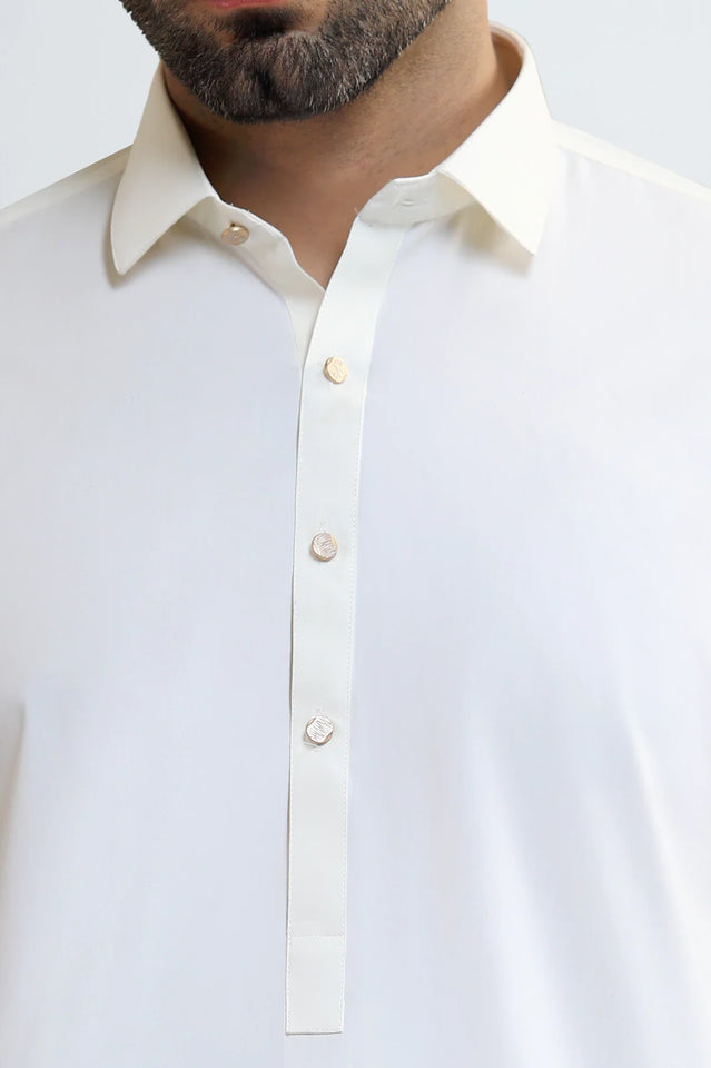 Cream Wash & Wear Shalwar Kameez