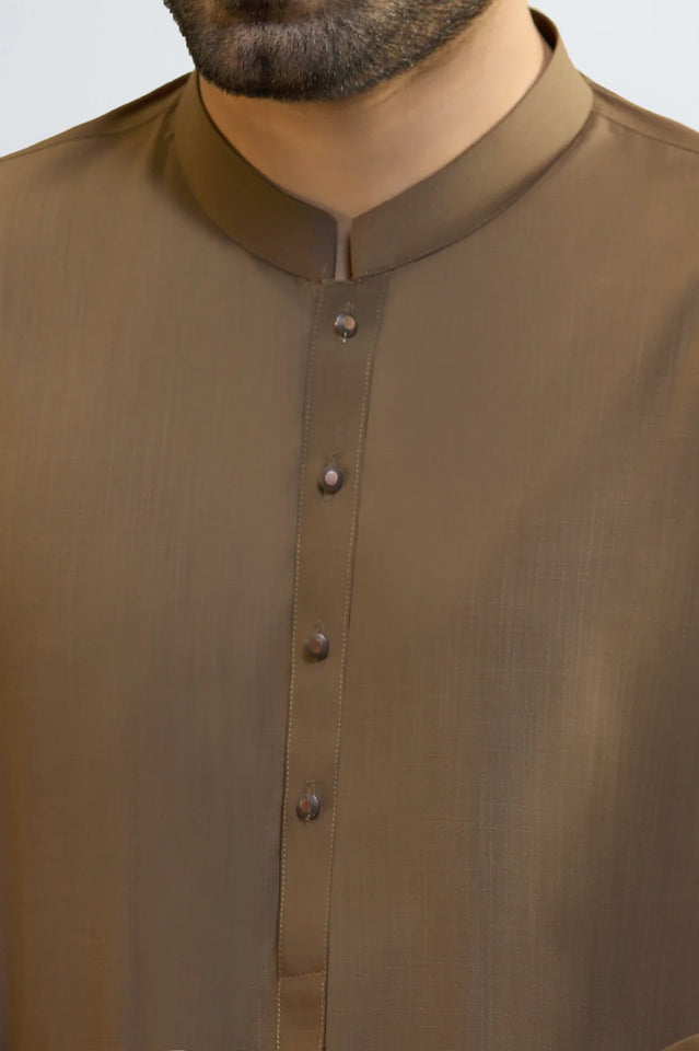 Dark Brown Wash & Wear Shalwar Kameez