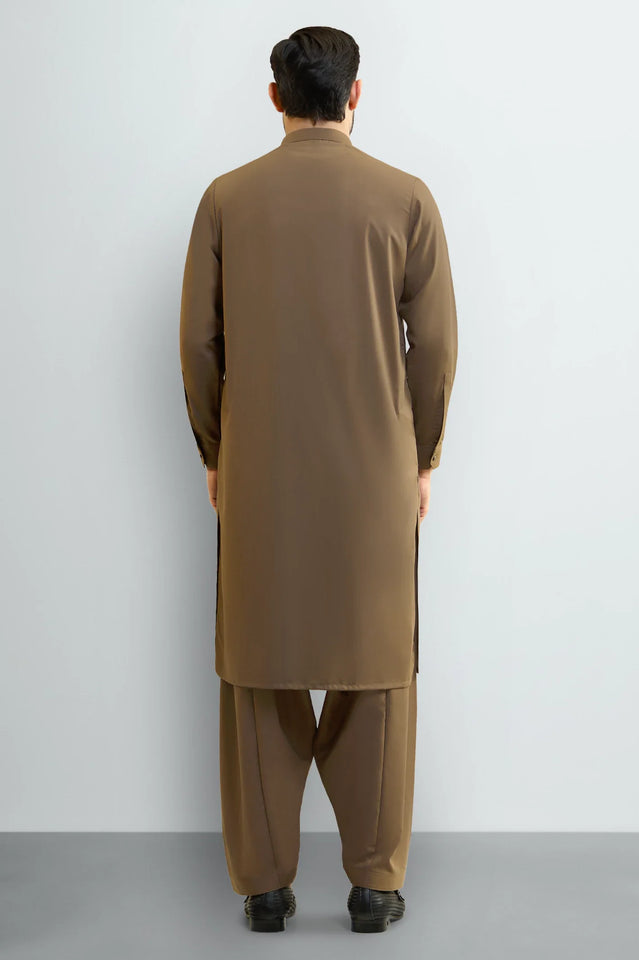 Dark Brown Wash & Wear Shalwar Kameez