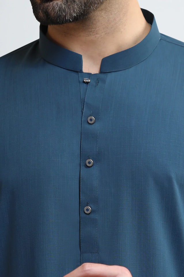 Teal Blue Wash & Wear Shalwar Kameez