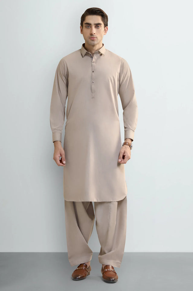 Brown Wash & Wear Shalwar Kameez