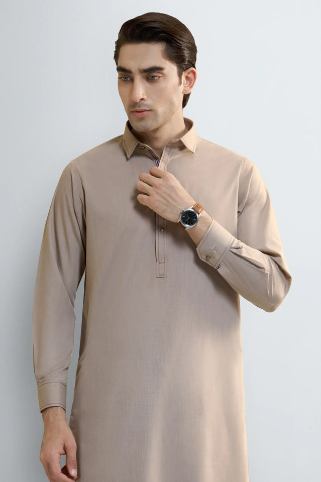 Brown Wash & Wear Shalwar Kameez