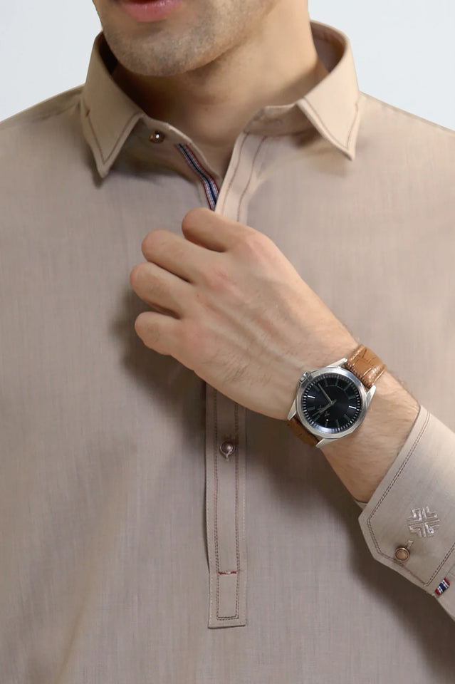 Brown Wash & Wear Shalwar Kameez