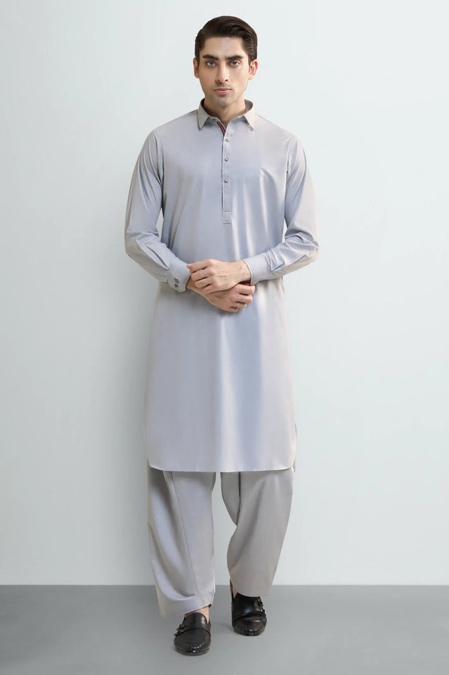 L-GREY Wash & Wear Shalwar Kameez