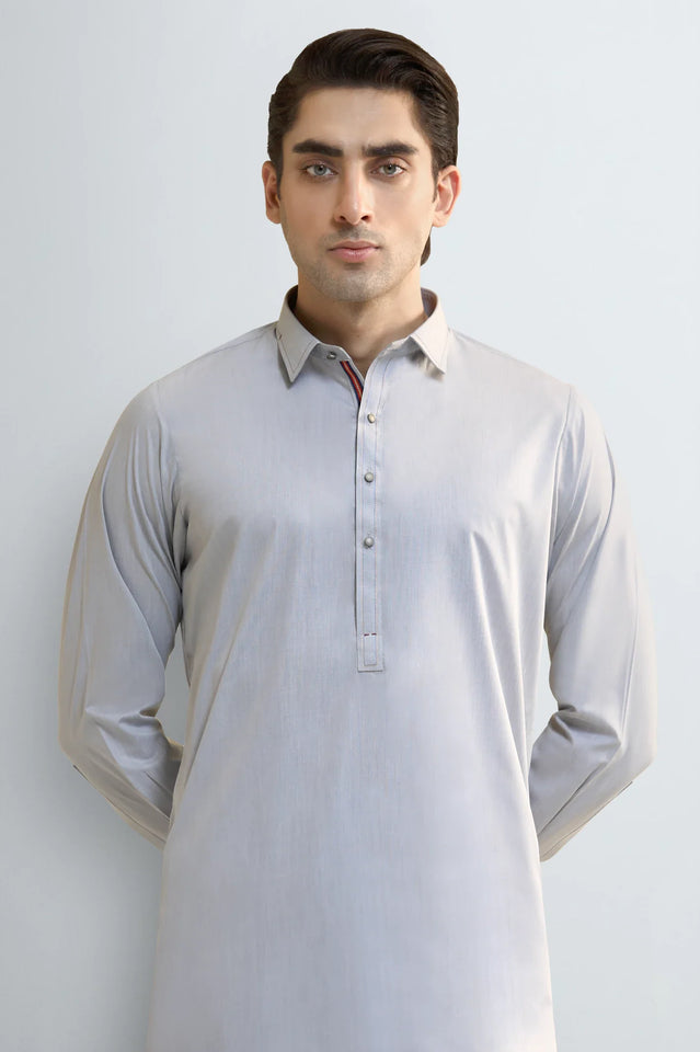 L-GREY Wash & Wear Shalwar Kameez