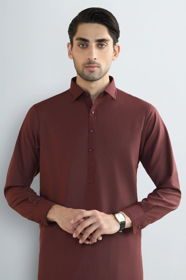 Maroon Wash & Wear Shalwar Kameez