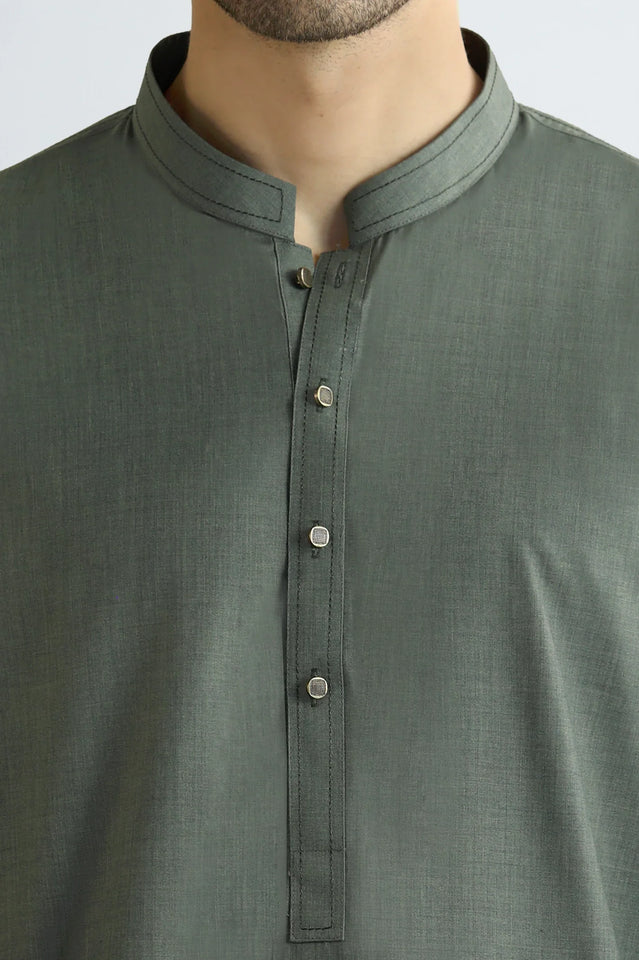 Dark Green Wash & Wear Shalwar Kameez