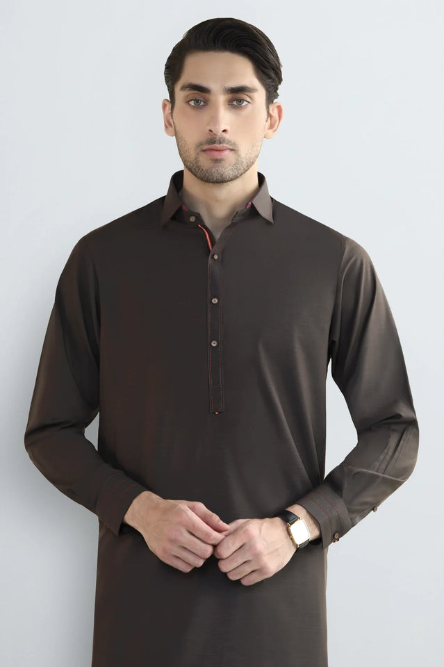 Coffee Brown Wash & Wear Shalwar Kameez