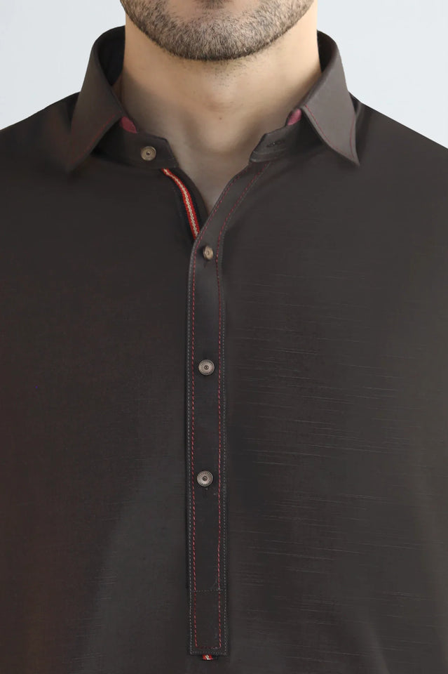 Coffee Brown Wash & Wear Shalwar Kameez