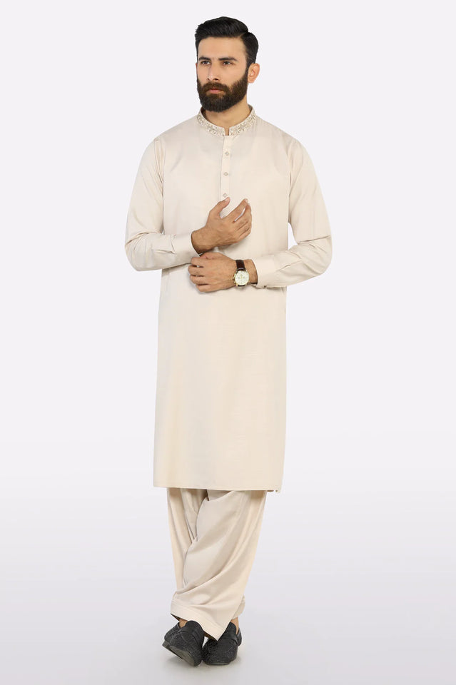 Light Beige Wash & Wear Shalwar Kameez