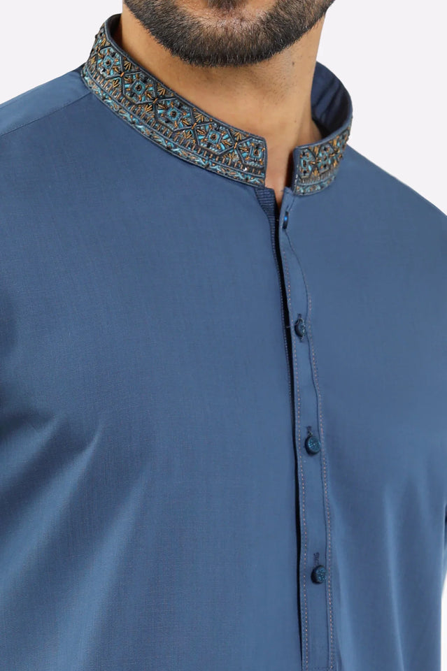 Dark Blue Wash & Wear Shalwar Kameez