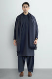 Dark Blue Shalwar Kameez with Shawl