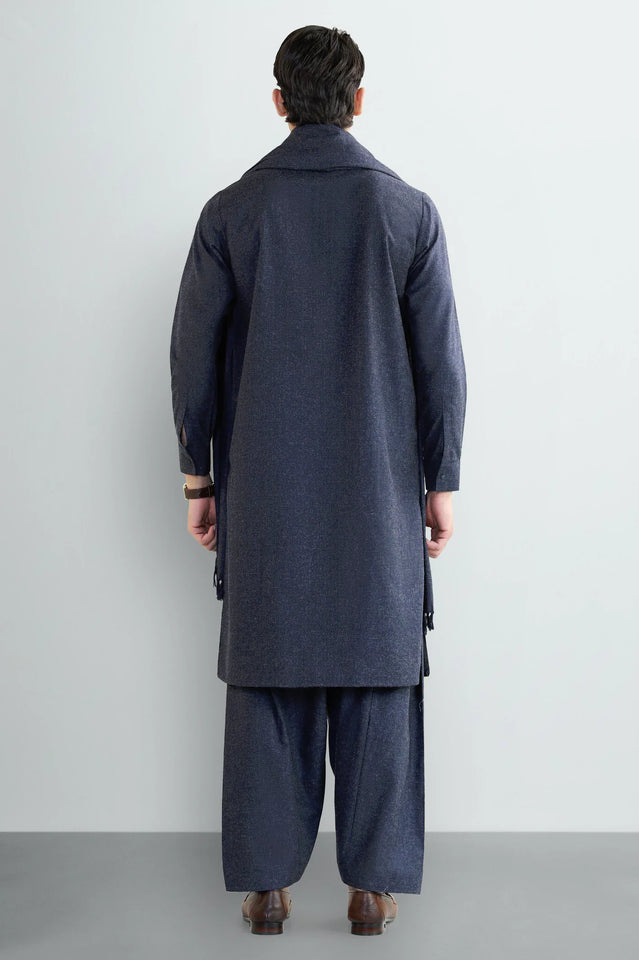 Dark Blue Shalwar Kameez with Shawl