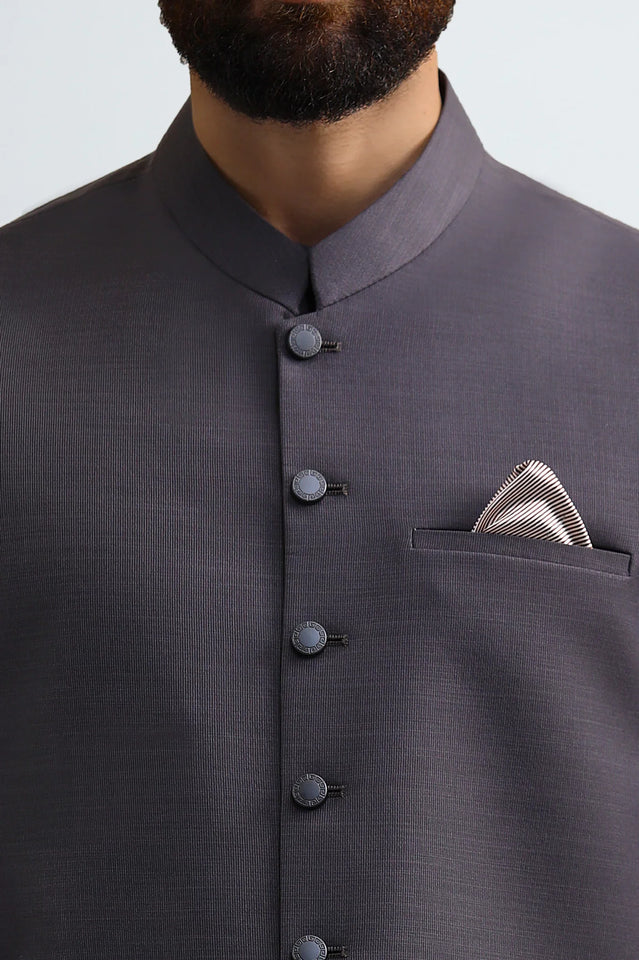Dark Brown Shalwar Kameez with Waistcoat