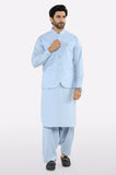 Sky Blue Shalwar Kameez with Waistcoat