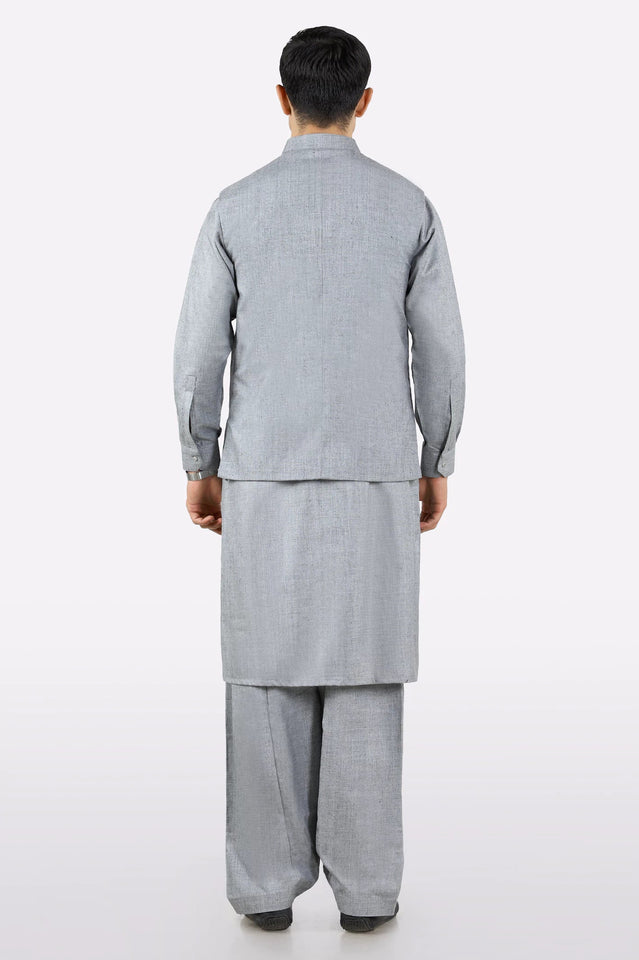 Light Grey Shalwar Kameez with Waistcoat