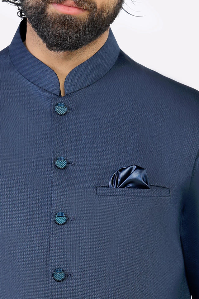 Navy Blue Shalwar Kameez with Waistcoat