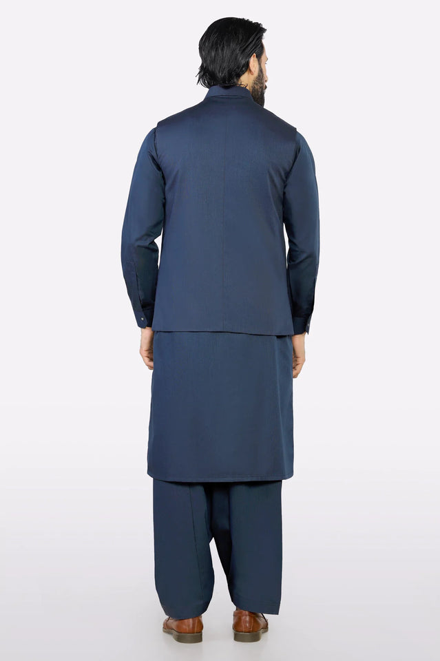Navy Blue Shalwar Kameez with Waistcoat