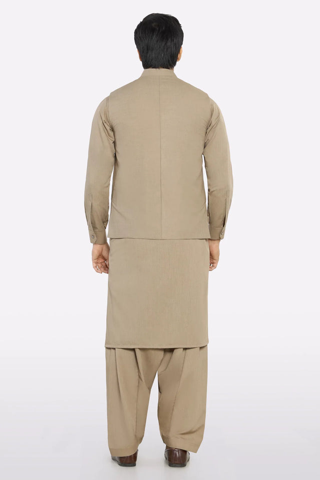 Light Brown Shalwar Kameez with Waistcoat