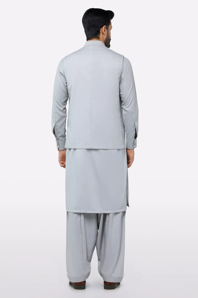 Light Grey Shalwar Kameez with Waistcoat