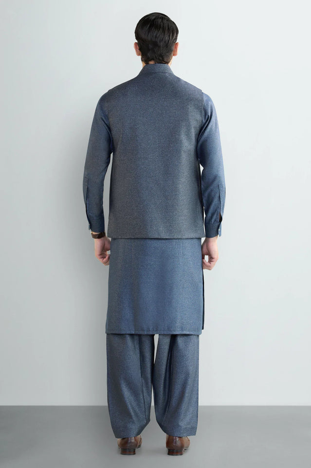 Blue Shalwar Kameez with Waistcoat