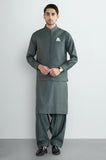 Green Shalwar Kameez with Waistcoat