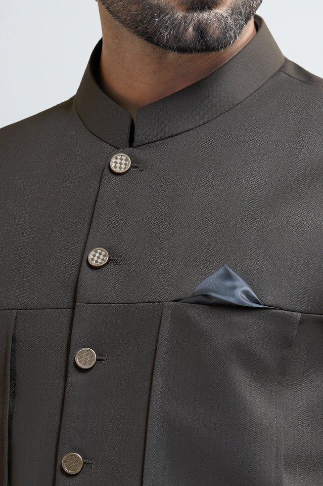 Dark Green Shalwar Kameez with Waistcoat