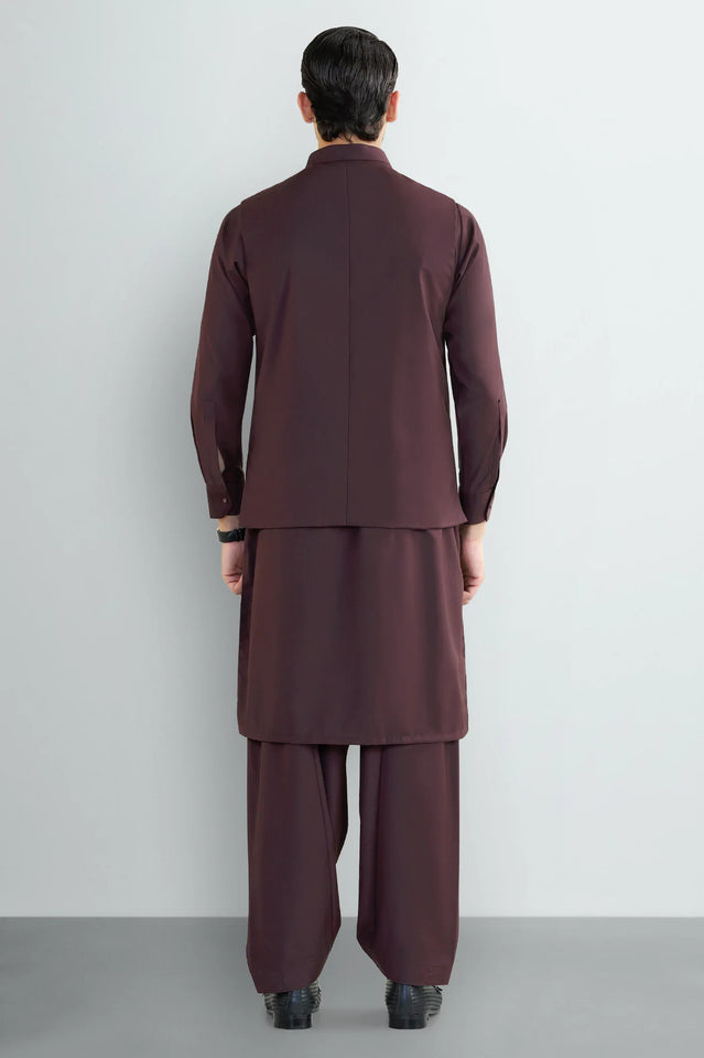 Maroon Shalwar Kameez with Waistcoat