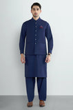 Royal Blue Shalwar Kameez with Waistcoat