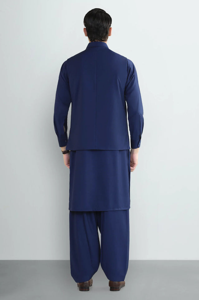 Royal Blue Shalwar Kameez with Waistcoat