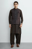 C-Brown Shalwar Kameez with Waistcoat