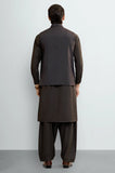 C-Brown Shalwar Kameez with Waistcoat