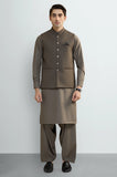 D-Beige Shalwar Kameez with Waistcoat