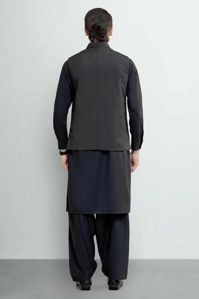 D-Grey Shalwar Kameez with Waistcoat