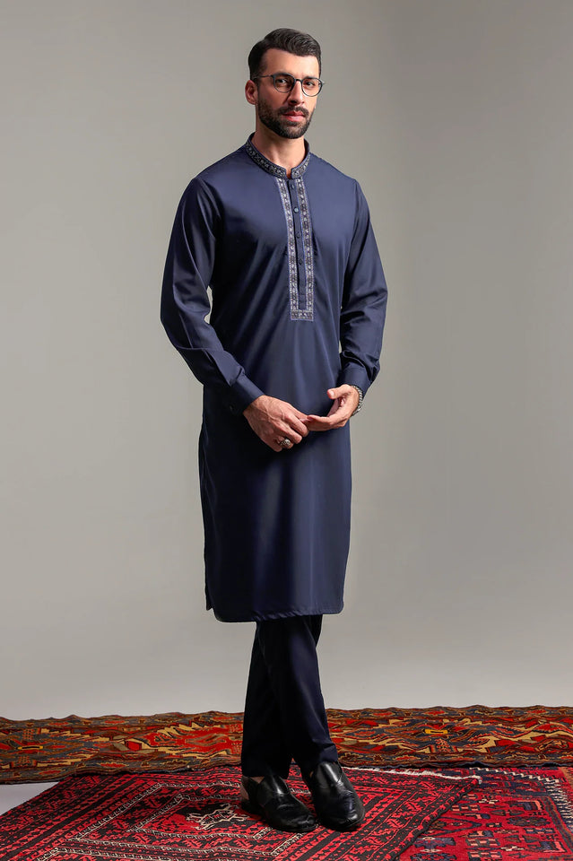 Navy Blue Wash & Wear Shalwar Kameez
