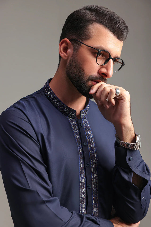 Navy Blue Wash & Wear Shalwar Kameez