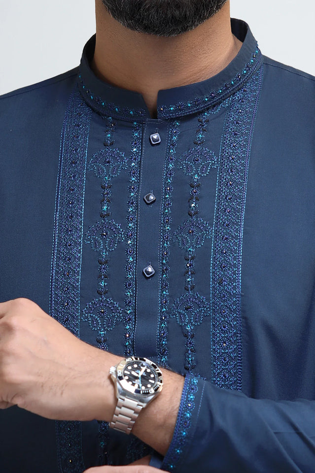 Teal Blue Wash & Wear Kurta Pajama