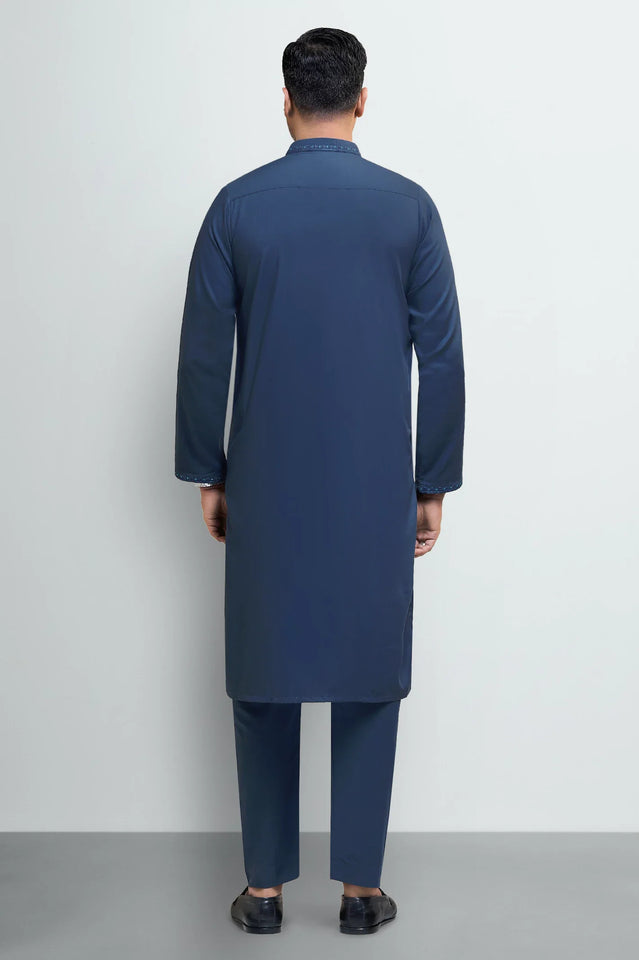 Teal Blue Wash & Wear Kurta Pajama