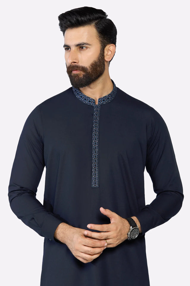 Navy Blue Wash & Wear Shalwar Kameez