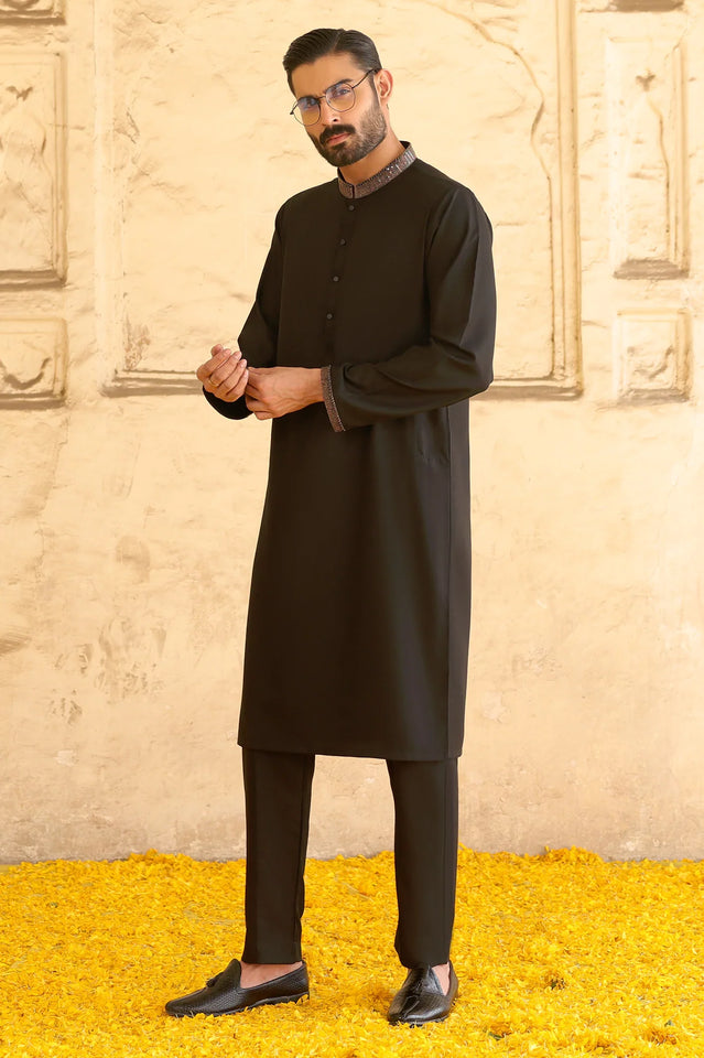 Black Wash & Wear Kurta Pajama