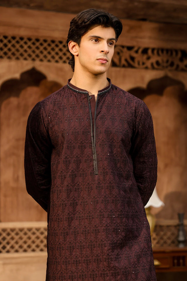 Burgundy Wash & Wear Kurta Pajama