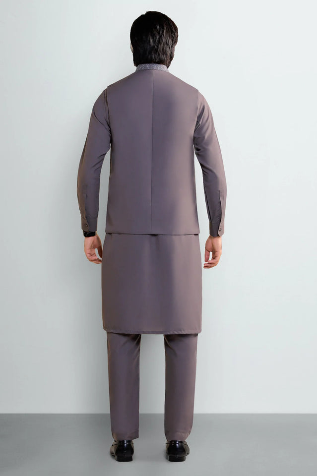 Grey Kurta Pajama with Waistcoat