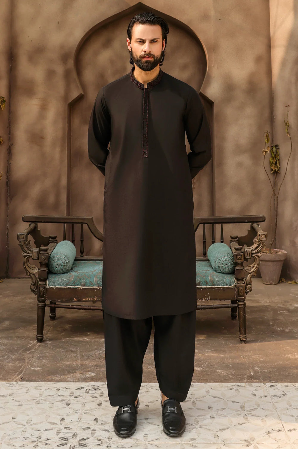 Black Wash & Wear Shalwar Kameez